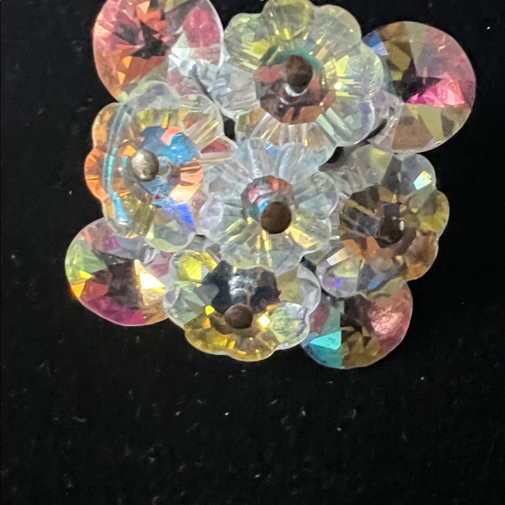 Vintage Jewelry Set: Brooch & Clip Earring - Aurora Borealis - Picture 3 of 8